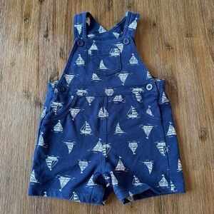 3/24$ Little Me Navy Sailboat Shortalls Short Overalls size 18 months